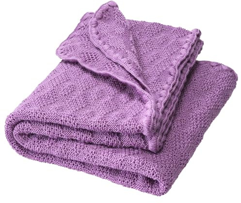 WOLL-BABYDECKE Baby & barn – 100 % ekologisk merino – gosigt mjukt och varmt – 80 x 100 cm – hållbar och rättvis – i tidlöst Ajour-mönster, perfekt för nyfödda – Made in Germany | syren