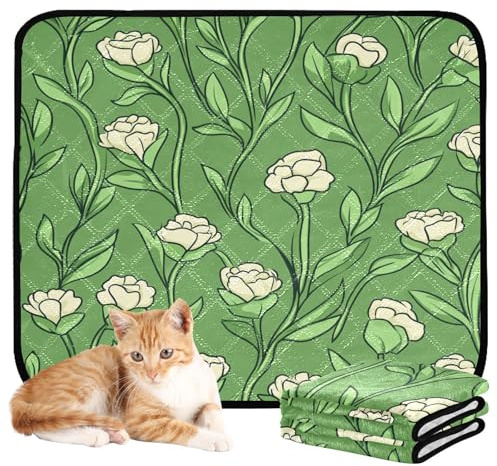 3 Pack Dog Pee Rug Cat Pee Pads for Floor Anti Slip for Lawn 20x24in Carnation Lace Grass Green