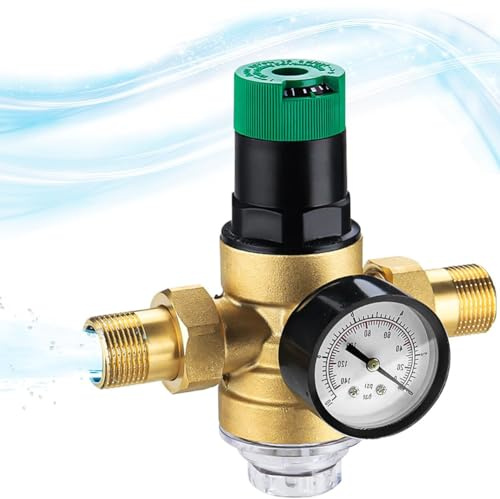 TOBEOME Regulador de Presión de Agua de 3/4 Pulgadas, Regulador de Presión de Agua con Manómetro de Agua y Filtro de