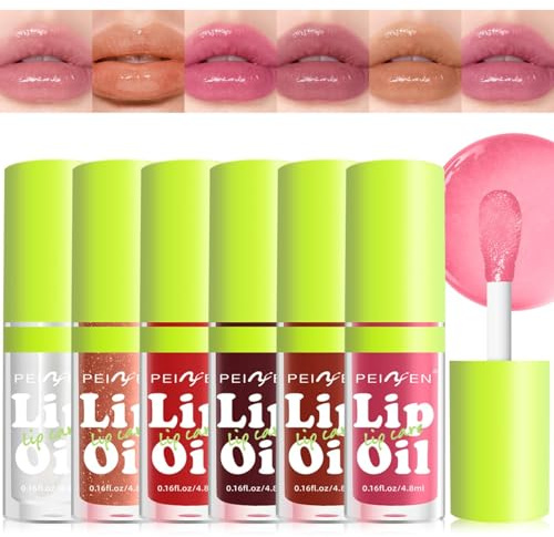 Brillo de Labios, HAIYUU6 piezas de Brillo Labial Hidratante Lip Oil Lipgloss Hidratar y Humectar Lip Gloss Duradero y Nutritivo para Labios Maquillaje Regalos para Mujeres y Niñas