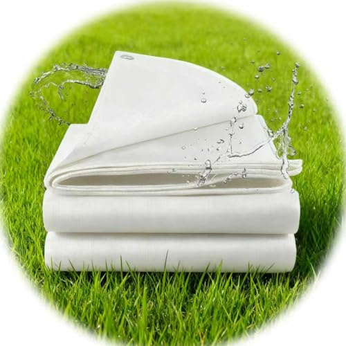 SUMORISE Bâche de protection imperméable de 3,6 x 4,9 m, 100 g, couverture de protection polyvalente, résistante à la déchirure et à la décoloration, résistante aux UV, avec bords renforcés, camping