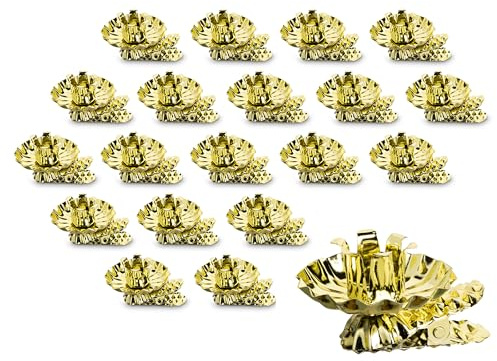Idena 31891 - Portacandele per L'Albero di Natale, 20 Pezzi in Oro, portacandele Vintage in Metallo, con Clip per Rami Fino a 1,5 cm di Spessore