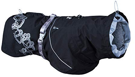 Hurtta Drizzle Regenjacke für Hunde, Wasserdicht Hundemantel mit Reflektoren, Schwarz 60 cm