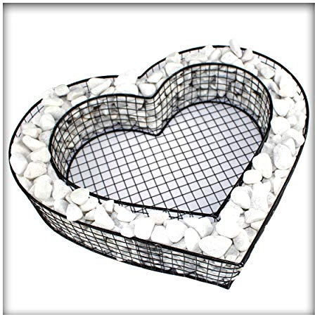 Herz Gitter Grabschmuck Grabgestaltung Friedhof Pflanzschale 8 cm Hoch mit Zierkies