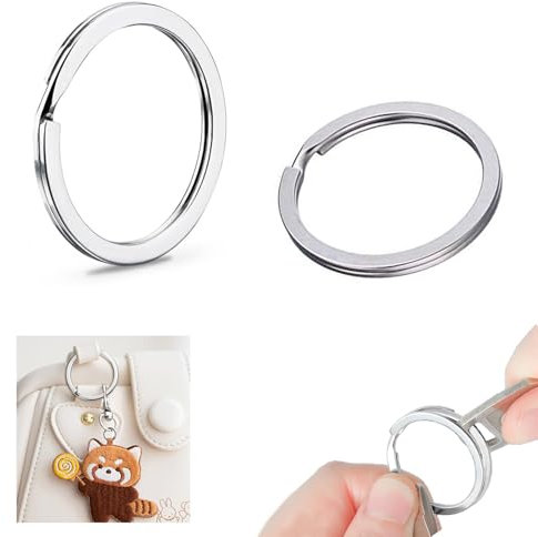 juzishangdian Schlüsselringe 100pcs Rund Schlüsselanhänger Ringe aus Edelstahl Schlüssel Zubehör Flache Schlüsselanhänger Ringe Haus Split Ring für Auto DIY Handgemachtes (30mm)