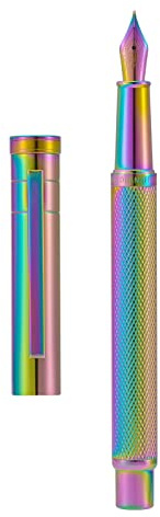 Asvine Hongdian Forest Fountain Pen Extra Fine Nib Rainbow Color with Converter and Metal Pen Box Set