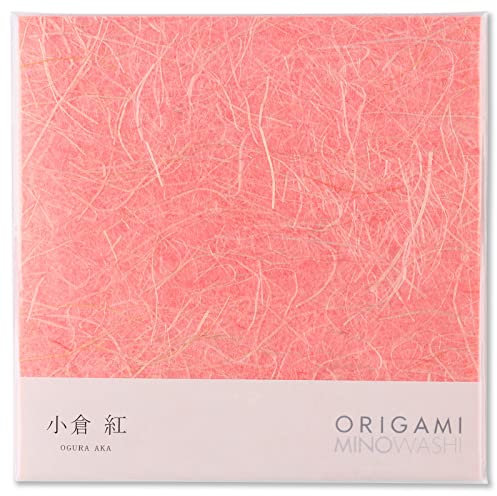 Japanisches Traditionelles Mino Washi Origami Papier 15.5 cm, 20 Blatt - Hochwertiges Washi Papier, Natürliche Hanffaser Textur (Aka Rot)