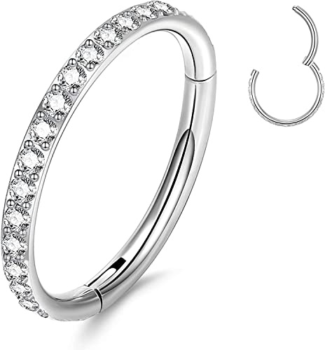 YEBOCIYO Piercing Ombelico Argento, Naso, Orecchio Helix, Septum, Trago CZ, Conch, Labbro, Sopracciglio, Daith - 316L Acciaio Chirurgico 6mm 16G