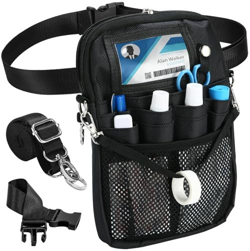 ProCase Marsupio Infermiere Organizer Infermiere Regolabile infermieri da tasca per Stetoscopi, Forniture Mediche, Forbici, Garza, Penne Infermiere Accessori -S/Nero