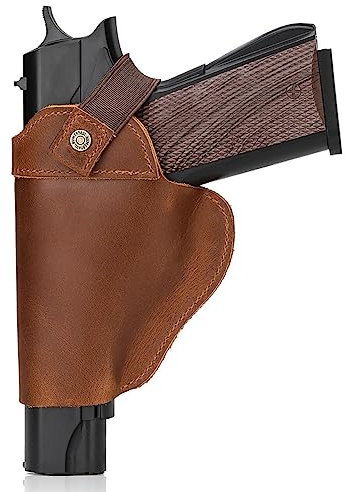 ACEXIER Echtes Leder Pistolenholster Universal Waffenholster Lederholster Verstellbare Taille Verstecktes Holster Carry Jagdzubehör (Brown)