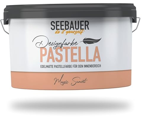 SEEBAUER diy Pastellfarbe PASTELLA Orange 2,5L (Magic Sunset) Edelmatte Wandfarbe Orange - Innenfarbe sehr hohe Deckkraft - Matt, Abwaschbar und Tropffrei