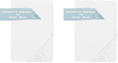roba Spannbettlaken Safe Asleep 40 x 90 – 45 x 90 - Baby Bettlaken für Stubenwagen und Wiegen - Bio Baumwolle - GOTS und Oeko-Tex Standard 100 - Weiß (Packung mit 2)
