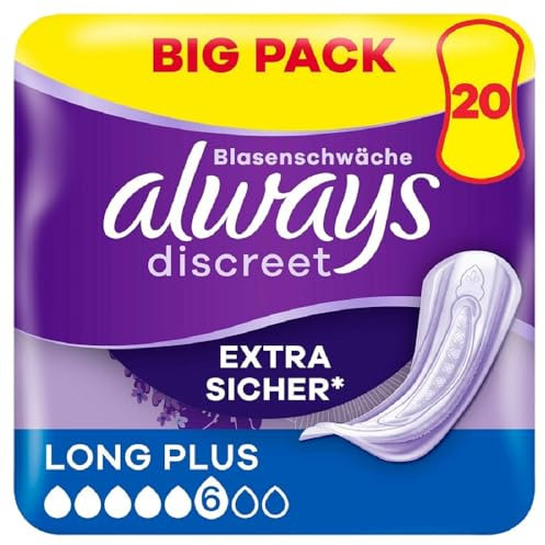 Always Discreet Inkontinenzeinlagen Für Frauen Long Plus 20 Stück Extra Sicher & Diskret