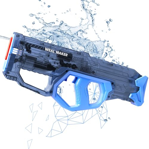 Automatic Electric Water Gun for Kids, Powerful Squirt Gun Toys Range of 28-32Ft, Transparent Waterproof Water Blaster for Boys Girls 8+, Summer Pool and Beach Outdoor Toys (Navy Blue)