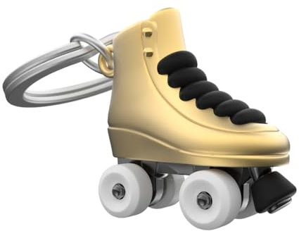 METALMORPHOSE – Llavero con patines dorados, pasión deportiva, patinaje, regalo para hombre y mujer, dorado, talla única, Retro