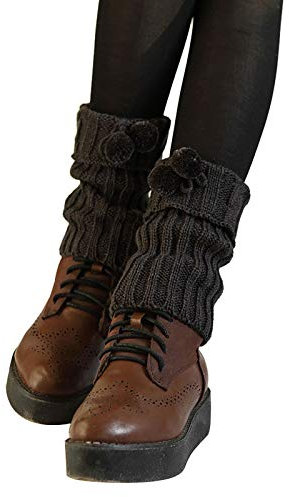 Damen Stulpen Gestrickt Beinwärmer Winter Warme Crochet Stricken Stulpen Kurze Legwarmers Beinstulpen Strümpfe Ballett Tanzen Strumpf Knit Stiefel Boot Abdeckung Weihnachtsstrumpf für (Grey, One Size)