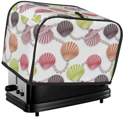 Copertura per tostapane a 2 fette, con stampa di conchiglie, con tasche, per piccoli elettrodomestici da cucina, protezione dalle impronte digitali, lavabile in lavatrice
