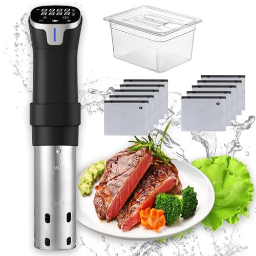 Sous Vide Machine Wifi, Slow Water Bath Cooking Machine With Temperature Range 25-92.5℃ & Timer Control, Led Stainless Steel Precision Cooker Immersion Circulator With Extractor Pump Sealed Bag Clip