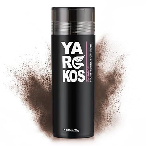 Yargkos fibras capilares para cabello fino o para rellenar el cabello fino, fibras capilares (28g), polvo capilar para un aspecto más grueso y voluminoso al instante - MARRÓN OSCURO