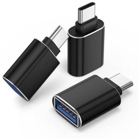 3 Pack USB to USB C Adapter, USB-A Female to USB-C Male Charger Cable Converter for Apple Watch,Mac,iPhone 12 13 14 15 Max Pro,Airpods,iPad,CarPlay,Galaxy 3*black
