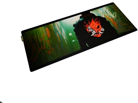 Officiellt licensierad Cyberpunk 2077 skrivbordsmatta - Johnny Silverhand Samurai jacka - 30 cm x 80 cm XL neopren skrivbordsmatta