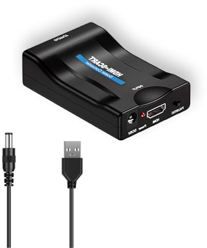 VGE HDMI to SCART Converter Adapter with MHL Support - NTSC/PAL Output for CRT TVs, VHS Video recorders, DVD Recorders -MHL Phone to TV Converter -Coaxial to HDMI Signal Converter Box for Old TV