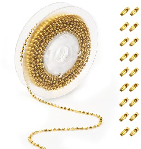 TOAOB 5 Metri Oro Catena Palline a Sfera in Acciaio Inox 2.4 mm Catenella per Tenda a Rullo Regolabile Estensione Catene con Connettoro per Collana Gioielli Fai da Te Portachiavi Bracciali