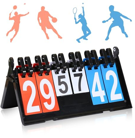 Zyluniy Tableau de Score Sportif, Tableau de Bord Portable Score, Affichage de Score 0-99 à Feuilles pour Compétitions de Basketball, Badminton, Tennis de Table, Volleyball, Baseball
