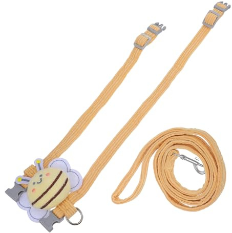 Mobestech Harnais Chat Respirant avec Laisse Réglable Ceinture de Promenade pour Petit Chien et Chat Accessoire Pratique pour Entraînement et Sorties Jaune Adapté