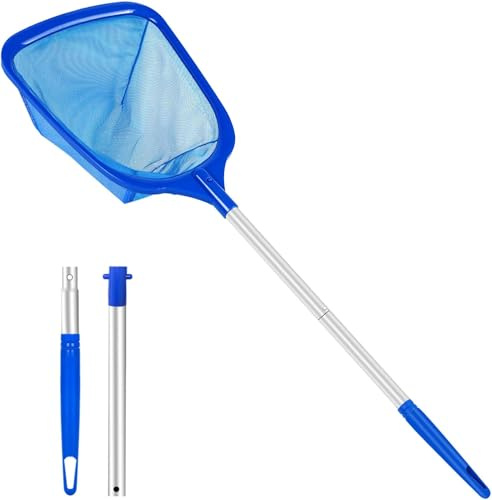 KGC – Épuisette pour jacuzzi et piscine avec cadre et manche : 81 cm, filet ultra fin pour jacuzzis/spas/fontaines/petites piscines, manche en aluminium pour nettoyer les feuilles et les débris pour