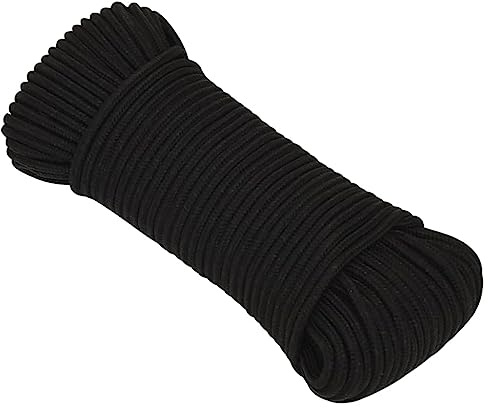 Corde de bondage - Corde à linge - Noir - 5 mm - 50 m - Polyester - Pour jardin, bricolage, décoration, groupage et camping