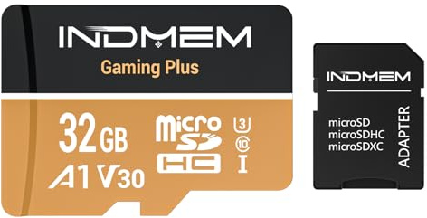 Micro SD-kort 32 GB med hög hastighet (90 MB/s läsning, 25 MB/s skrivning), kompatibel med DSLR, drönare, actionkamera och bärbara enheter (1 mikro SD-kort + 1 adapter)