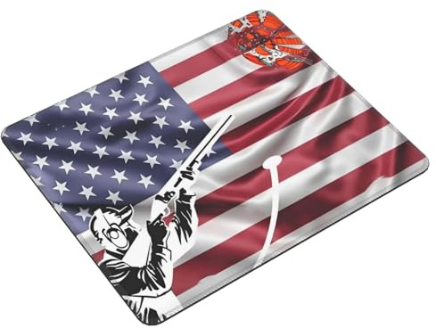 Skeet Shooting USA Flag Trap Shooting Clay Pigeon 1 Mouse Pad Keyboard Non-Slip Rubber Base Personalized Desk Pad for Home