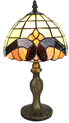 Tokira Lampe Tiffany De Table Chevet, 8 Pouces Vintage Vitrail Lampe Tiffany Pour Salon, Style Baroque Veilleuse La Chambre Des Enfants[Sans Ampoule]