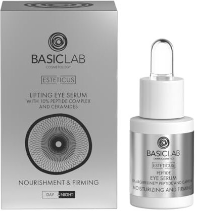 BasicLab Sérum contour des yeux Peptide 10% Argireline et Caféine 15ml Jour et Nuit Hydratant et Raffermissant