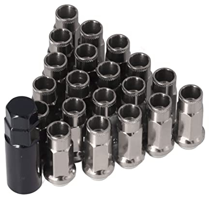 KIMISS Tuercas de Rueda, Universales 20 Piezas M12x1.25 Tuercas de Rueda de Metal Accesorios Universales para Automóviles(Negro)