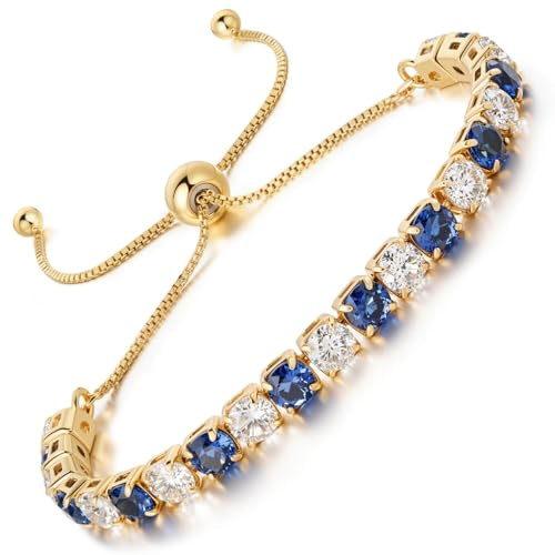 LOVANS Klar/blå zirconia tennisarmband för kvinnor silver/guld/roséguld armband justerbart armband storlek 3-9 tum födelsedagspresent för kvinnor flickor