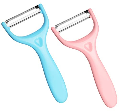 Vicloon Pelapatate, 2 Pezzi Pela Verdure Manico Antiscivolo, Pelapatate e Verdure a Y Lame Affilate in Acciaio Inossidabile, Sbucciatore Universale per Patate Carote e Verdure Varie e Frutta