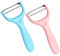 Vicloon Potato Peeler, 2 Pcs Y-Shaped Swivel Vegetable Peeler, Stainless Steel Vegetable Peelers for Kitchen Fruits Carrots Eggplant (Pink+ Blue)