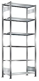 Oswald Transportgeräte Steckregal, verzinkt, Breite 1 m, Höhe 2,5 m, Tiefe 0,6 m, 6 Böden, Fachlast 150 kg, beidseitig