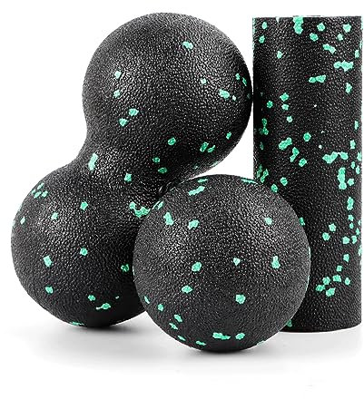 Faszienball Set mit Massageball, Erdnuss Faszien Duo Ball und Foam Roller, faszienball faszienrolle für wirbelsäule Akupressur Plantarfasziitis Reflexzonenmassage