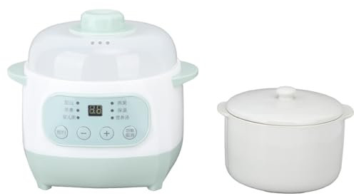 Mijoteuse, 200W 1L Petite Mijoteuse avec Pot Intérieur en Céramique Température et Durée Réglables Mini Marmite électrique Automatique Cuiseur de Bouillie de Soupe en Céramique