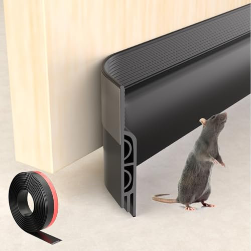 ESUFEIR 39/1M Draft Excluder for Doors,Self Adhesive Draught Excluder for Bottom of Door,Silicone Draft Stopper Seal Strip for Soundproofing and Insulatuion,Black 39 L x2 W