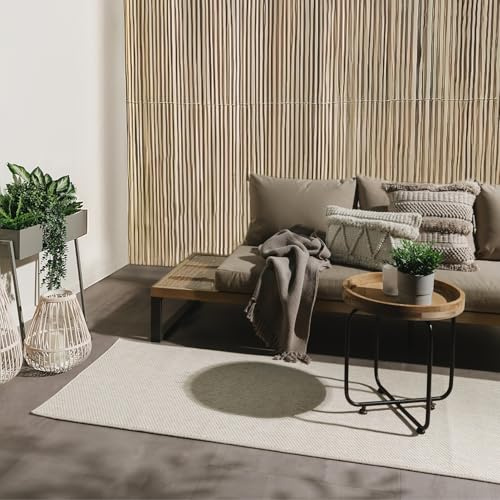 benuta Basic In- & Outdoor Teppich Wohnzimmer Iowa - Creme 80x250 cm - Boho Jute-Look - Wetterfest für Balkon, Terrasse - Schlafzimmer, Küchenteppich & Wohnzimmerteppich - Strapazierfähig & Robust