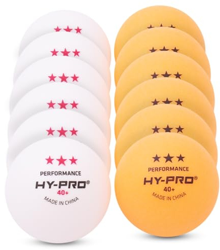 Hy-Pro 12 Pack Table Tennis Balls - Professional 3 Star, 40+ mm, ABS Quality, High Performance, White/Orange, Durable, Indoor & Outdoor Table Tennis, Ping Pong Balls, Superior Accuracy, Great Gift