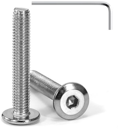 Tunejoy Tornillos de Cabeza Plana M5 x 30 mm Tornillo de Cabeza Hexagonal de Acero Inoxidable A2 V2A Perno de Muebles con llave Allen Rosca Completa 20 Piezas