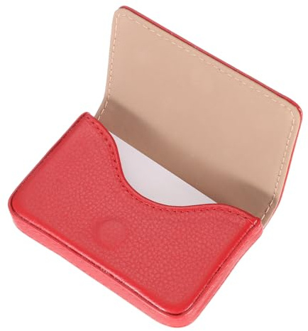 QUARKZMAN Porta Tarjetas de Visita, Estuche de PU Cuero con Cierre Magnético para Hombre y Mujer, Rojo