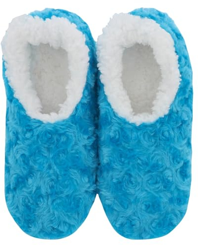 Snoozies! Roses In Bloom Super Soft Sherpa Fleece Womens House Slippers ladies Sizes 3-9 Blue, Navy, Pink and Violet