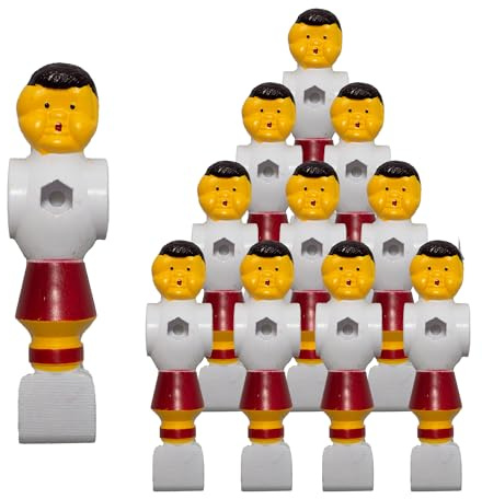 Kickerfigur Champion, 2-farbige Soccer-Figur universell passend für alle Tischkicker-Stangen mit Ø 16 mm, gerillte griffige Fußfläche, robust, Team Set mit 11 St. rot und blau (rot)