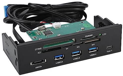SUPYINI Lettore di Schede, Lettore di Schede Interno con Pannello Frontale USB 3.0 con 6 Slot per Schede e Indicatore LED per PC Desktop, Supporta M2, MSO, Memoria, MS, XD, Scheda CF da